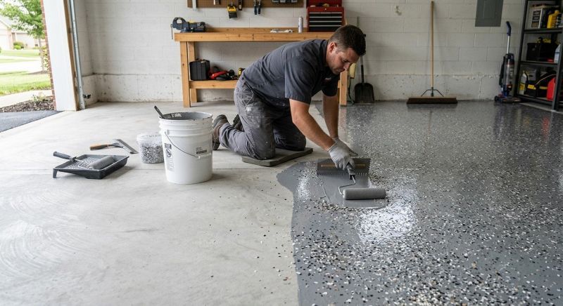 Speckled Garage Floor Painting in Columbia, SC